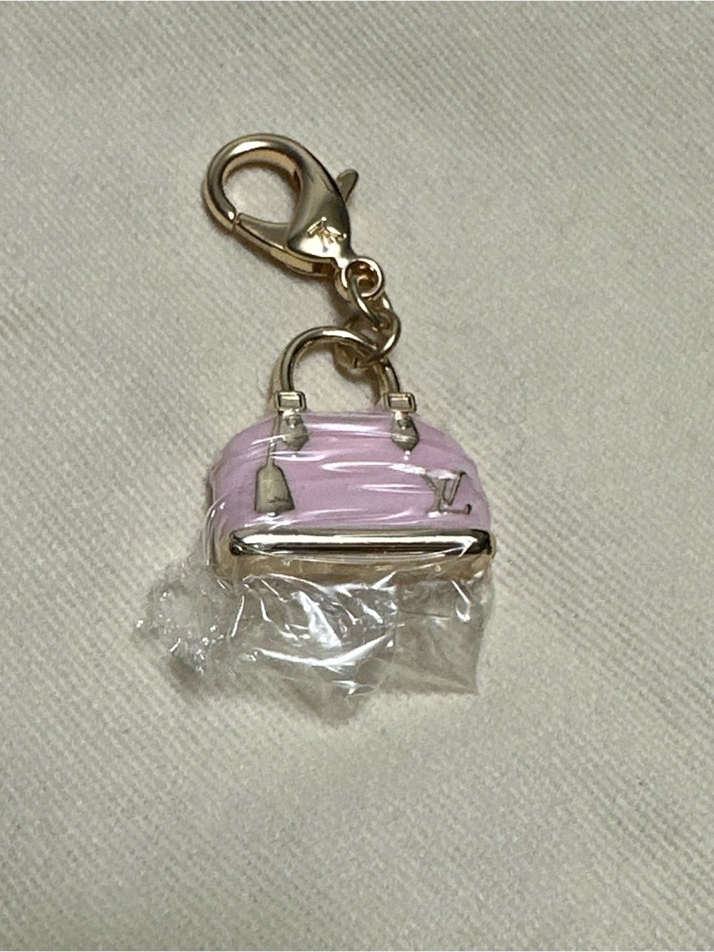 Pink Alma Bag Charm Key Holder with Gold Hardware-mini - Picture 3 of 5